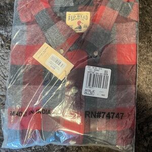 RedHead Red and Gray Plaid Casual Button-Down Shirt